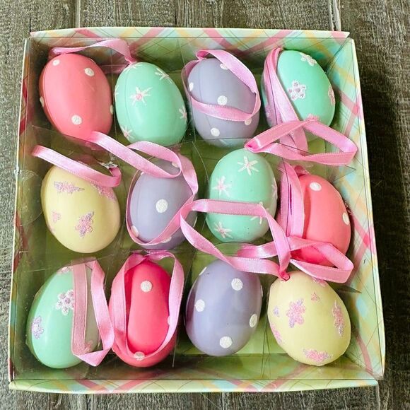 Easter Eggs Spring Pastel Multicolor Ornaments - Picture 1 of 2